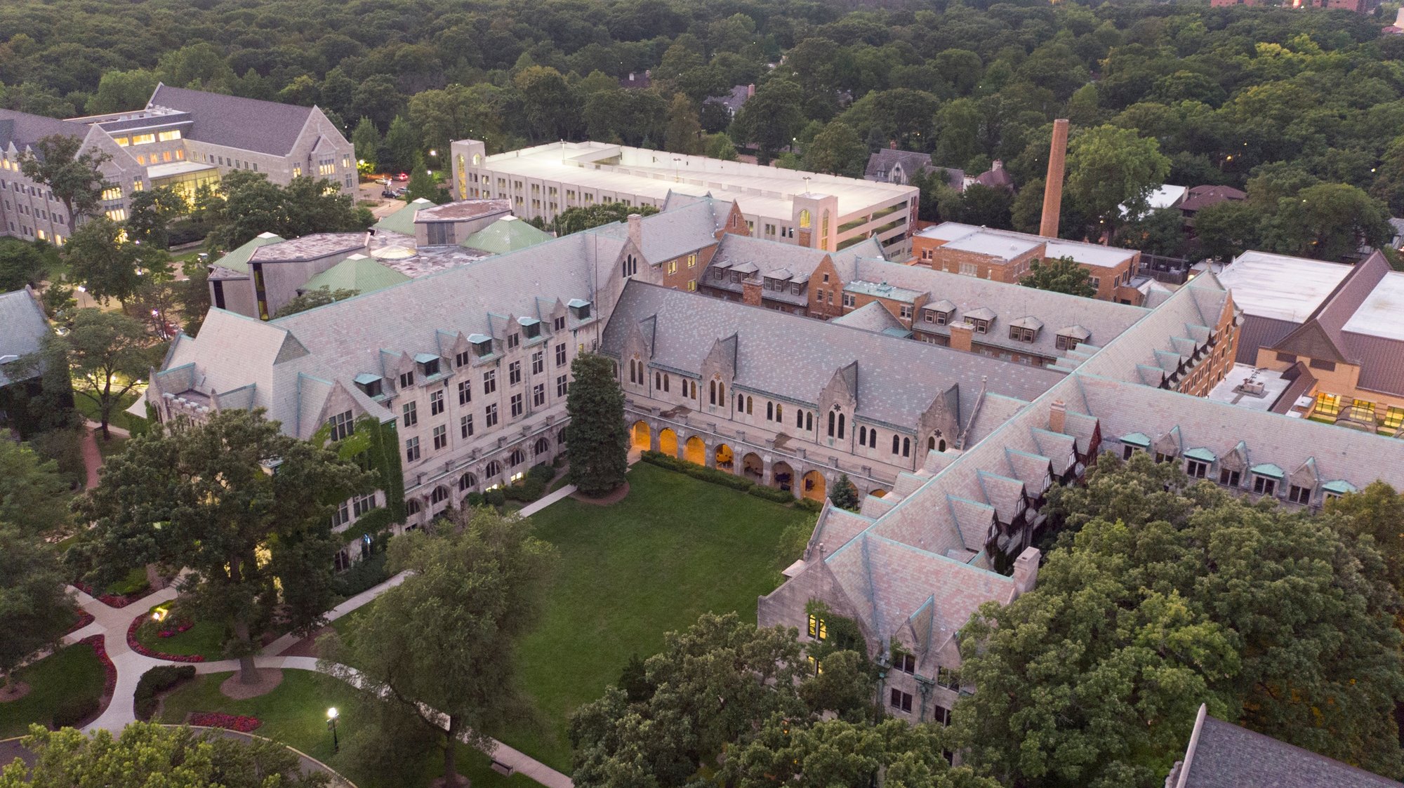 aerial view of dominican university near ELS chicago in river forest, illinois