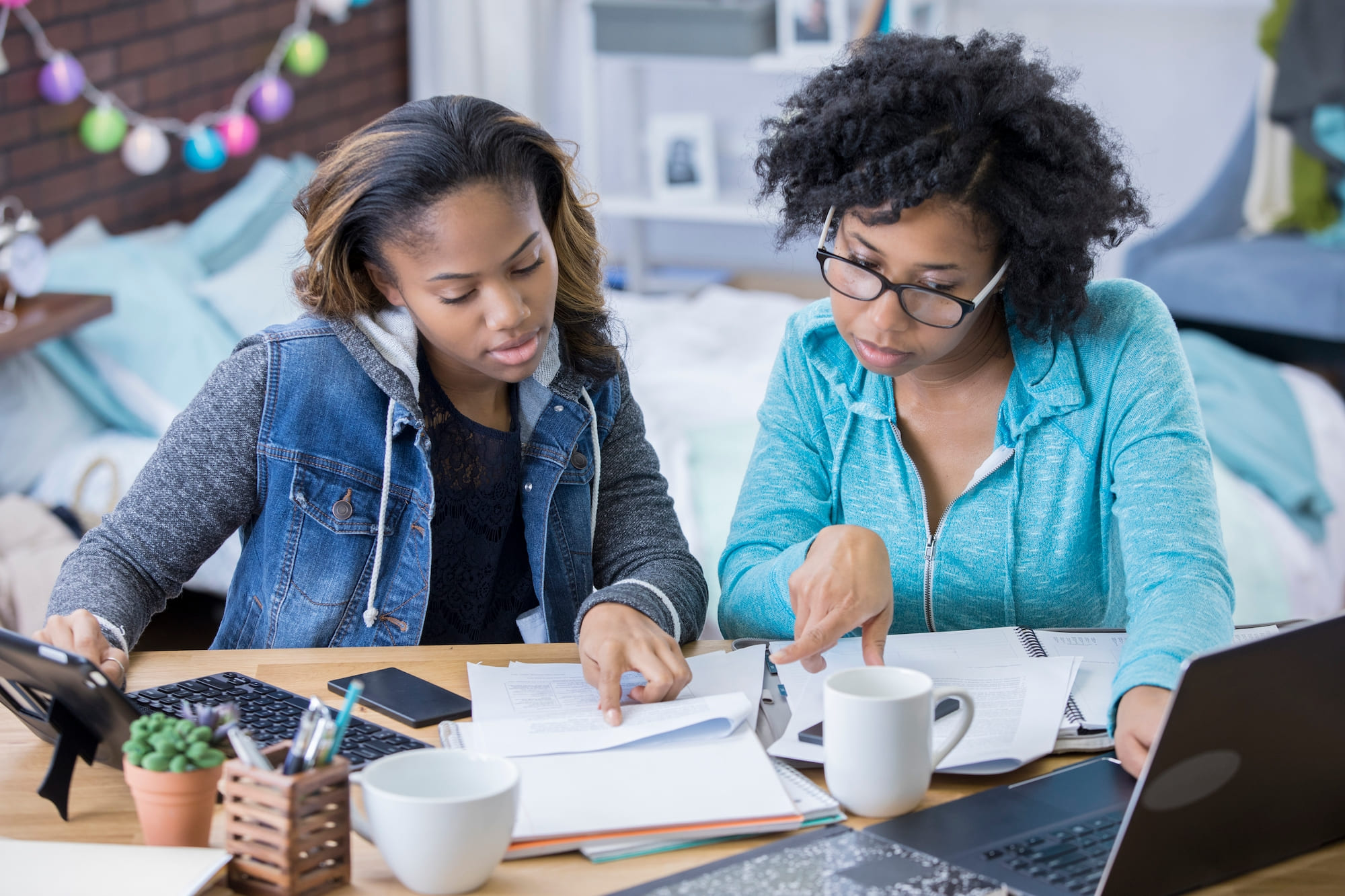 Student Housing Two Girls Studying