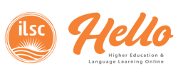 ILSC Hello Logo - says ILSC HELLO: Higher Education & Language Learning Online