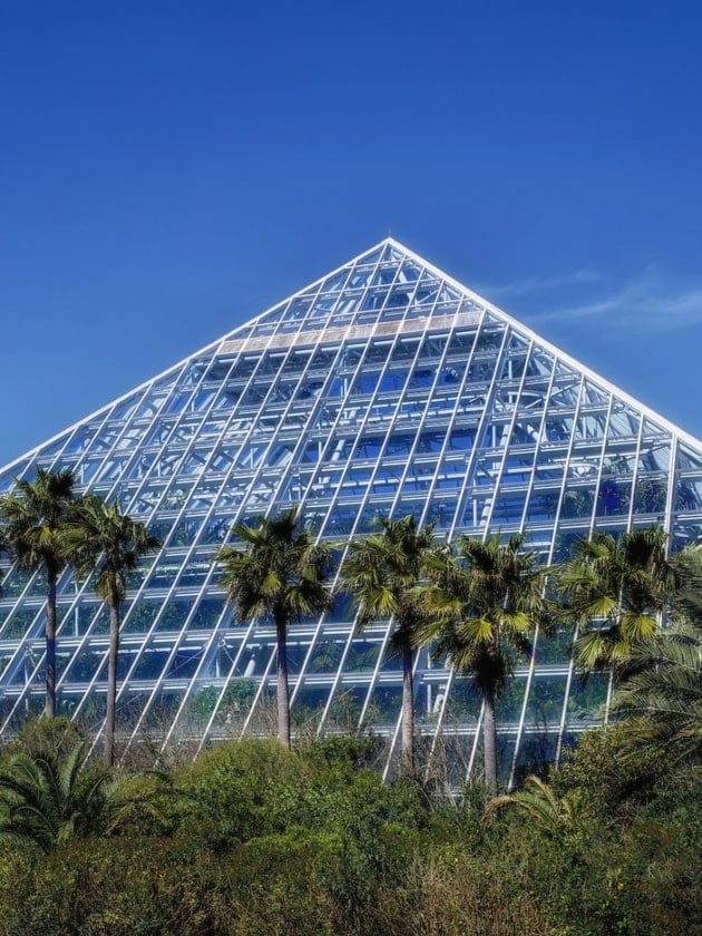 An exterior view of Moody Gardens educational theme park on Galveston Island in Texas, USA, near ELS Houston. 