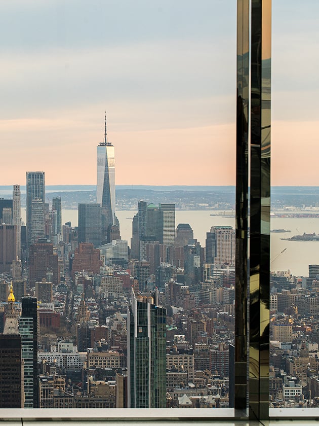A view of New York City from inside the One World Observatory in New York, USA near ELS Language Centers.