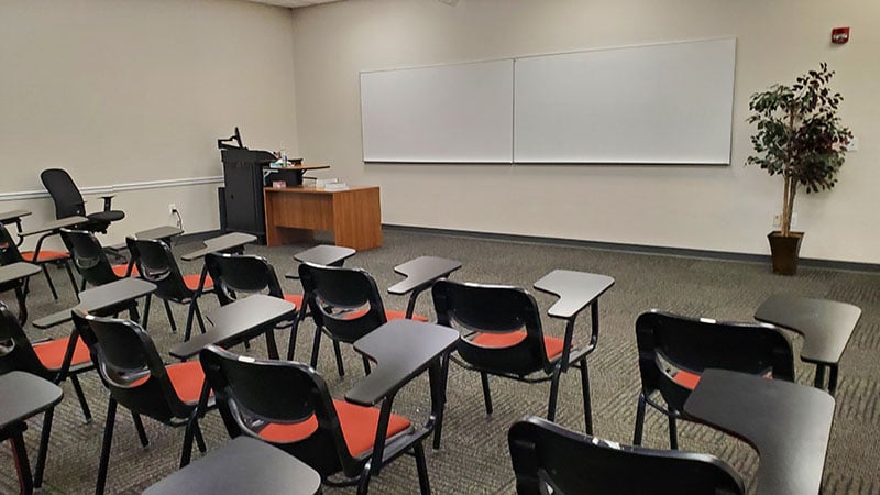 An interior view of an alumni classroom at Saint Joseph's University, the host institution for ELS Language Centers in Philadelphia, Pennsylvania, USA.