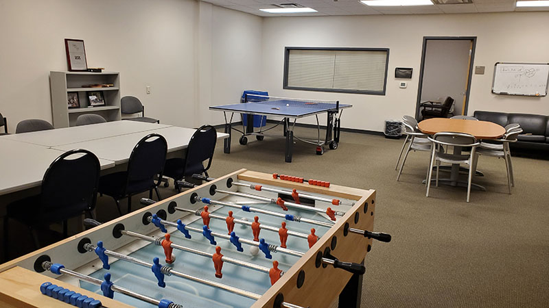 A foosball table inside a lounge room at Saint Joseph's University, the host institution for ELS Language Centers in Philadelphia, Pennsylvania, USA.