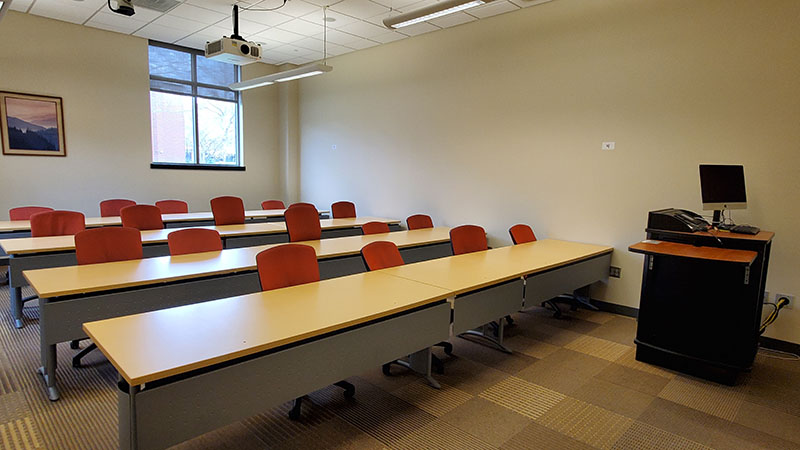 An interior view of a classroom at Saint Joseph's University, the host institution for ELS Language Centers in Philadelphia, Pennsylvania, USA.