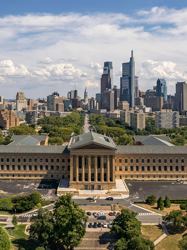 An exterior view of the Philadelphia Museum of Art in Philadelphia, Pennsylvania, USA near ELS Language Centers.