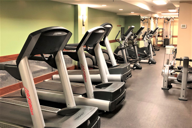 A row of treadmills inside the fitness center at Saint Joseph's University, the host institution for ELS Language Centers in Philadelphia, Pennsylvania, USA.